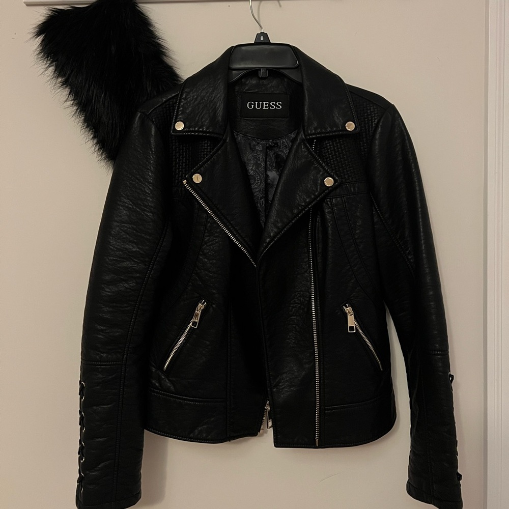 Guess Leather Jacket New 99% Have never worn since bought.